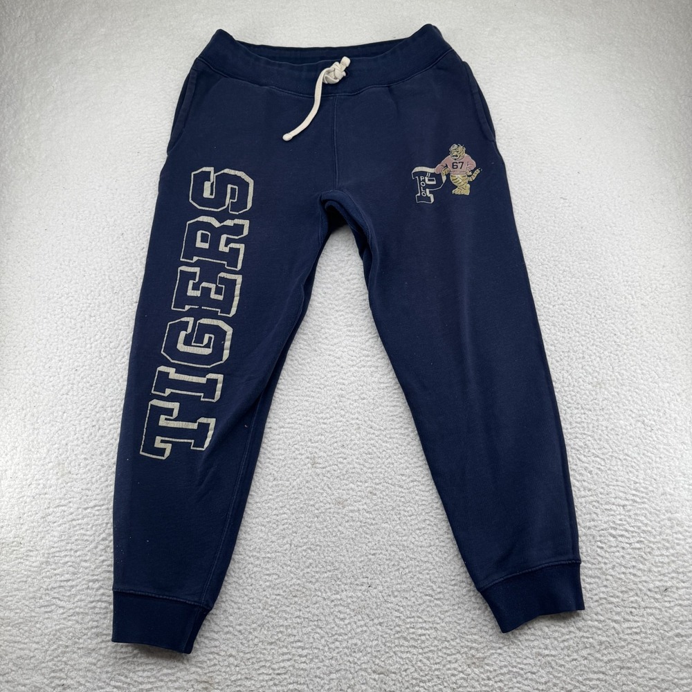 Polo Ralph Lauren Tigers Joggers Mens Large Navy Blue Fleece Sweatpants Spellout